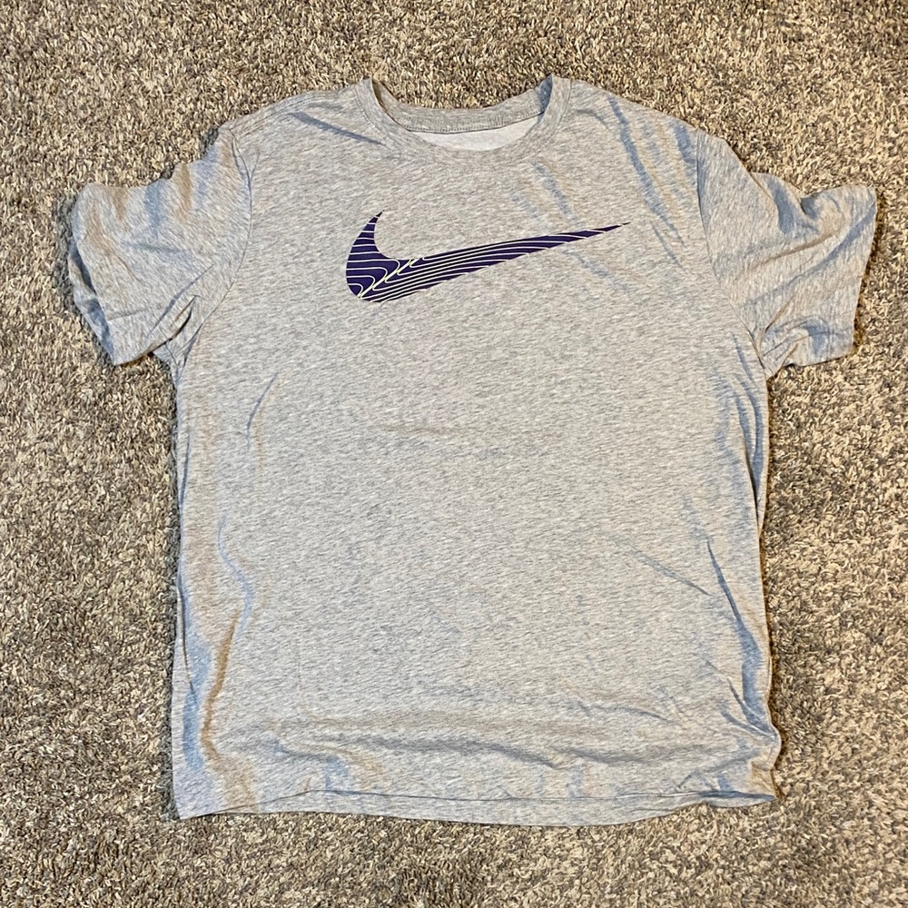 Nike Gray T-Shirt with Purple Logo